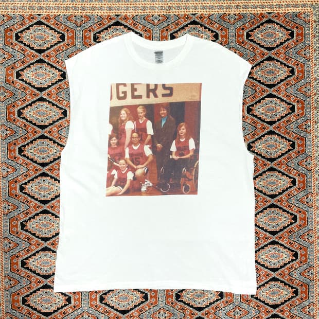 길단 빈티지 프린팅 화이트 나시티셔츠 남성XL