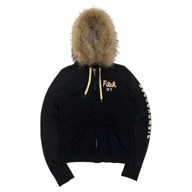 아베크롬비 딱붙핏 울프죠 퍼 후드집업 네이비