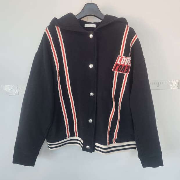 산드로 블랙 후드 스타디움 자켓