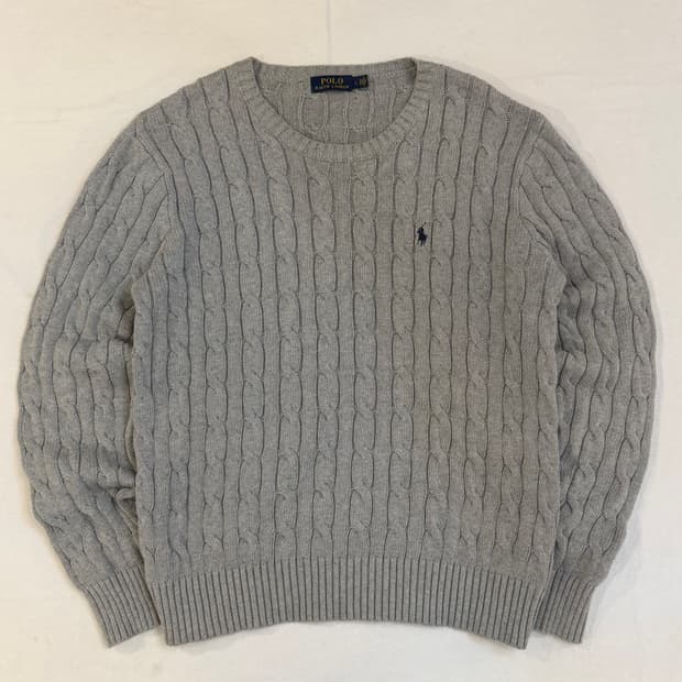 폴로 랄프로렌 신형 꽈배기 케이블 니트 그레이