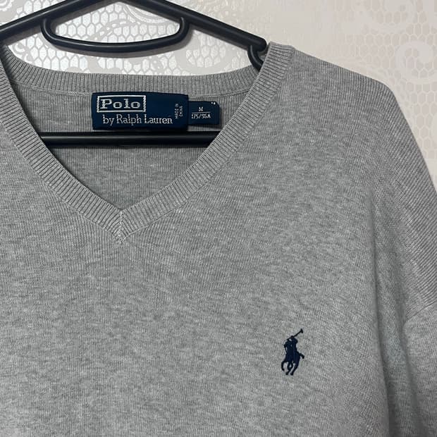 폴로 랄프로렌 V넥 니트 회색 M