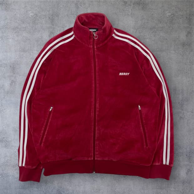 널디 Nerdy 버건디 테리 트랙 집업 M