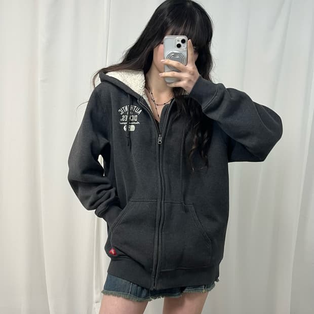 Dickies charcoal fleece hood zip-up