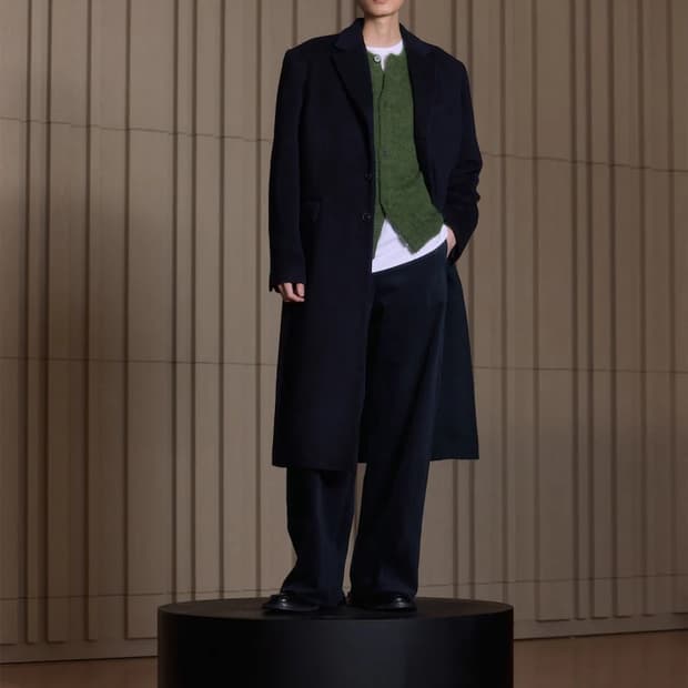 Stu 백버튼 알파카 싱글 코트 네이비 L사이즈