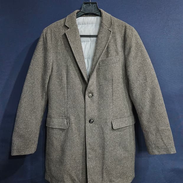 헤지스 멜란지 베이지 남성 100 구스다운 패딩 정장자켓 