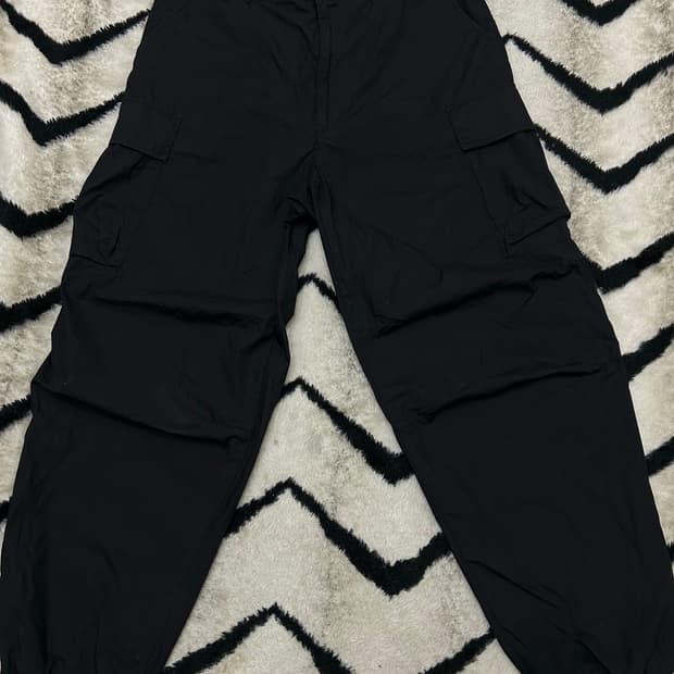 [L]유니클로C 카고 와이드 코튼 팬츠/블랙