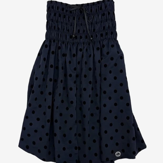 플라즈마스페어 볼도트 스모크 셔링 로우라이즈 스커트 네이비