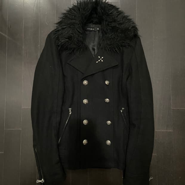 civarize fur collar napoleon wool jacket
