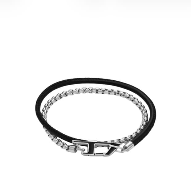 디젤 Dx1472 스테인리스 스틸 체인 브레이슬릿 실버 블랙