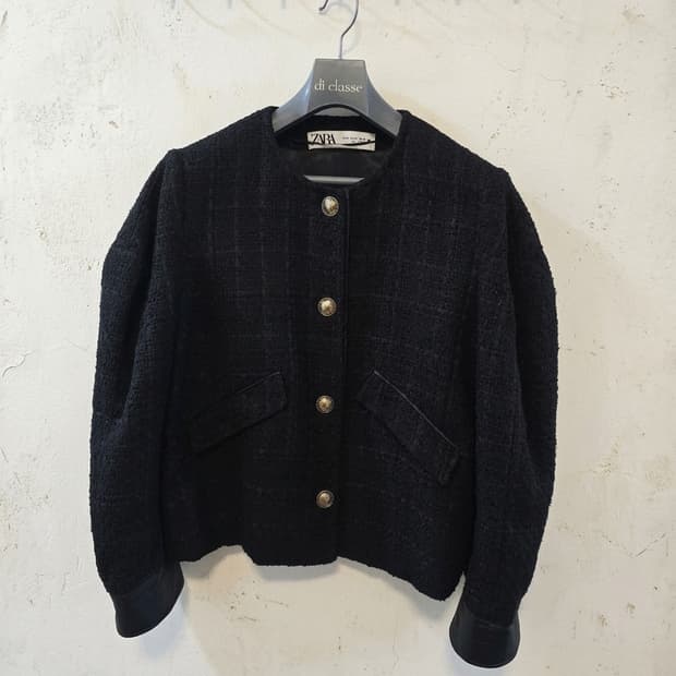 자라 블랙 트위드 자켓 S
