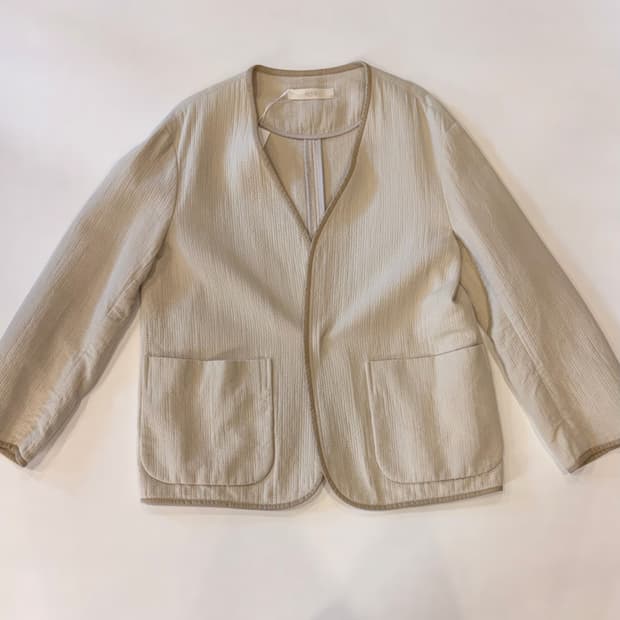 SEYA. Cotton Shaggy Collarless Jacket 