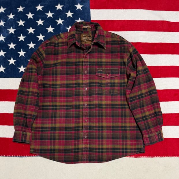 ORVIS 플란넬셔츠 오비스헤비 flannel shirt 엘보패치스웨이드