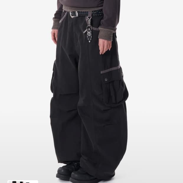 아캄 knee pintuck contrast cargo pants