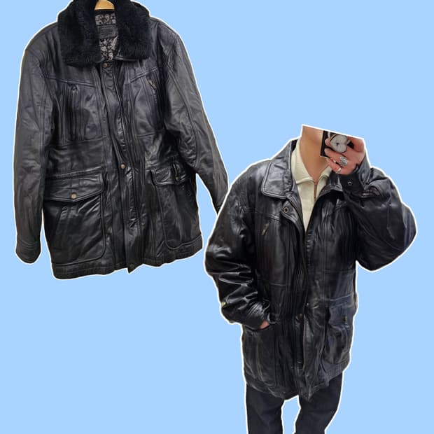 SK Leather 블랙 램스킨 필드자켓