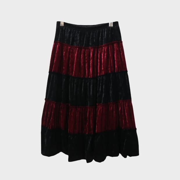 POLARIS 벨벳 캉캉 롱 스커트 61141