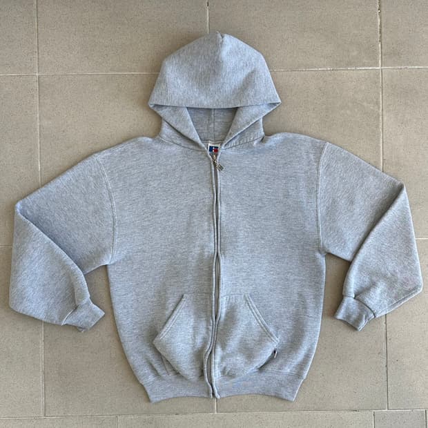 90s 빈티지 러셀 후드집업 그레이 M USA