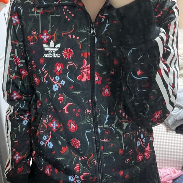 아디다스 희귀 플라워 패턴 블랙 파이어버드 져지