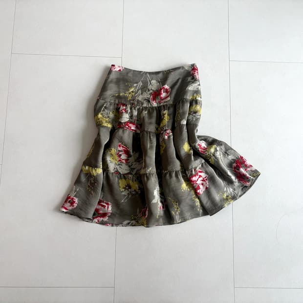 floral tiered midi skirt