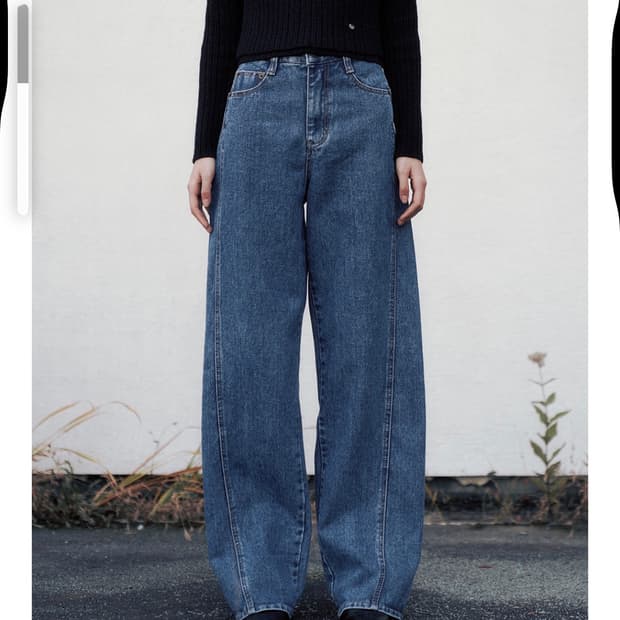 니브 와이드 데님 팬츠 line point wide denim pants
