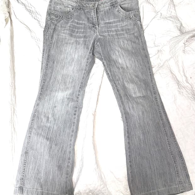 oriental detail bootscut pants