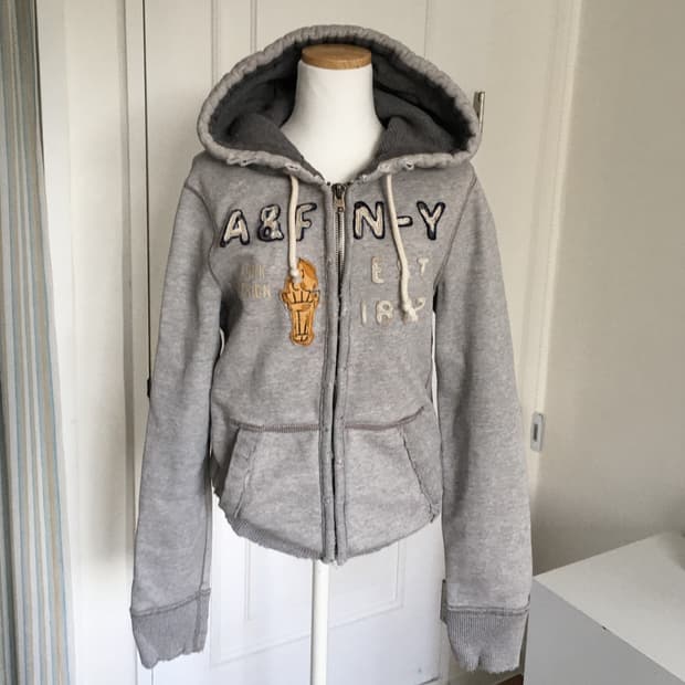 아베크롬비 빈티지 로고패치 후드집업