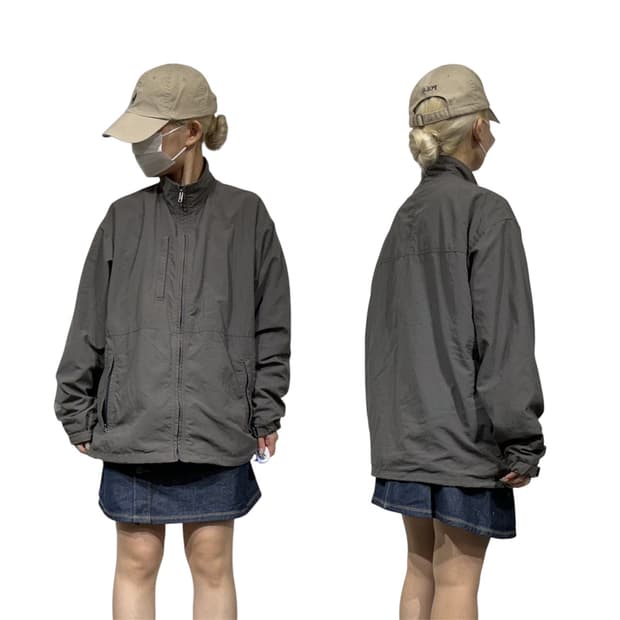 노스페이스 그레이 바람막이 오버핏 트랙 자켓 L