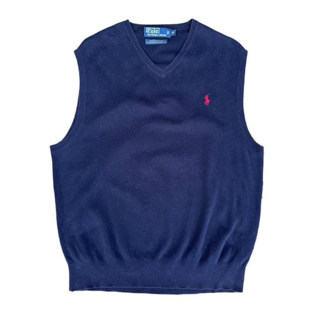 PRL v neck cotton knit vest