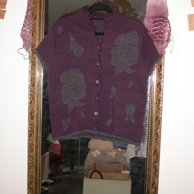 Vintage purple rose knit cardigan