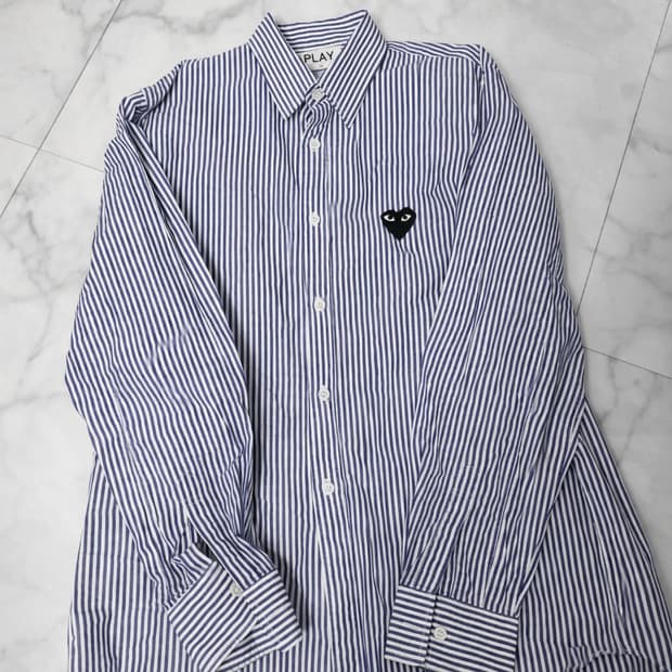 꼼데가르송 플레이 스트라이프 셔츠 S