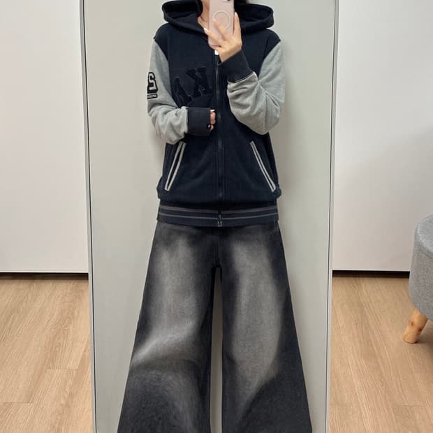 나이키 아치로고 올드스쿨 그레이 블랙 후드집업