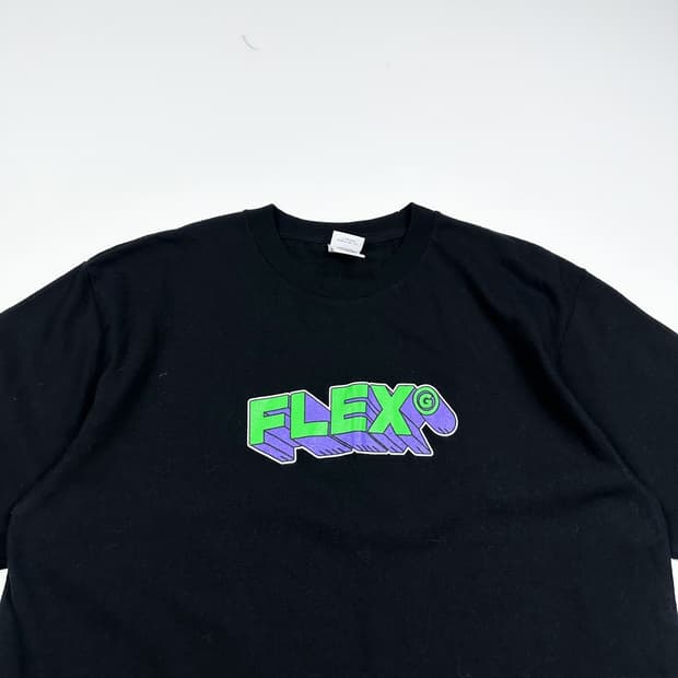 VTG 빈티지 플렉스 블랙 반팔 티셔츠 (L)