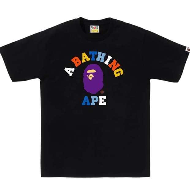 베이프 컬러 컬리지 티셔츠 블랙