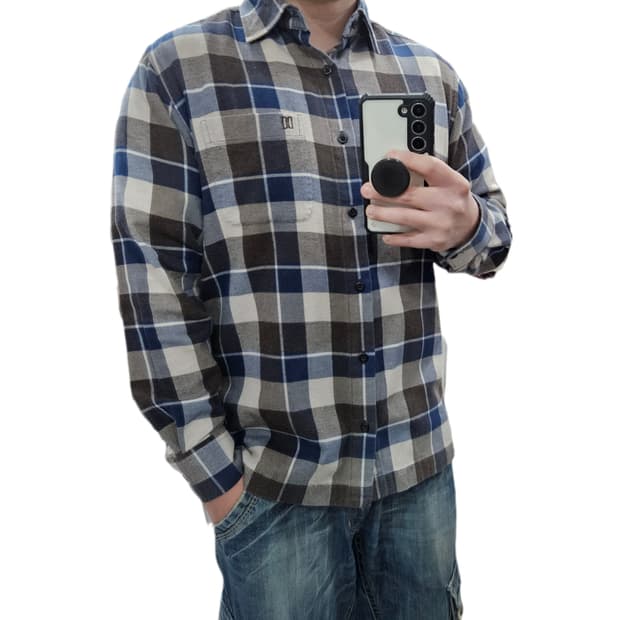 95 닥스 기모 체크셔츠 브라운 블루