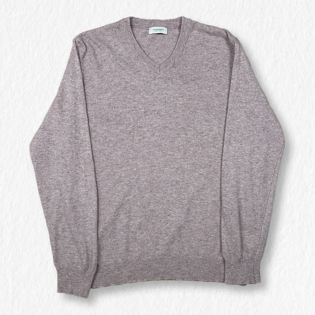 캐시미어 혼방 브이넥 니트 핑크