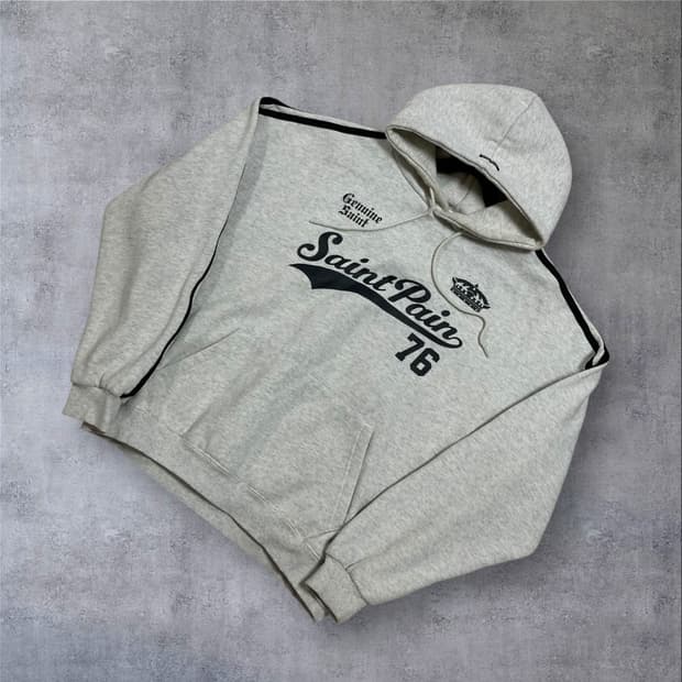 세인트페인 스펠아웃 빅로고 그레이 후드티