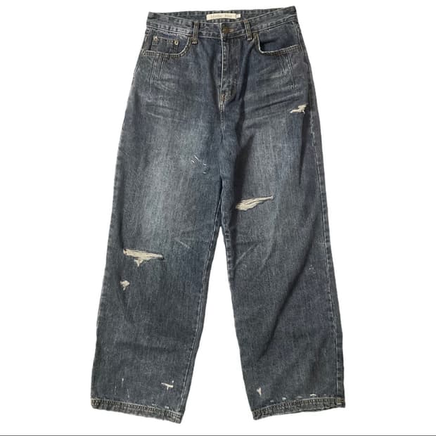 마뗑킴 데미지 데님 와이드 청바지