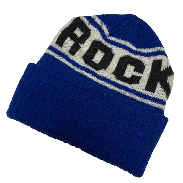 블루 락(ROCK) 자카드 그래픽 니트 비니