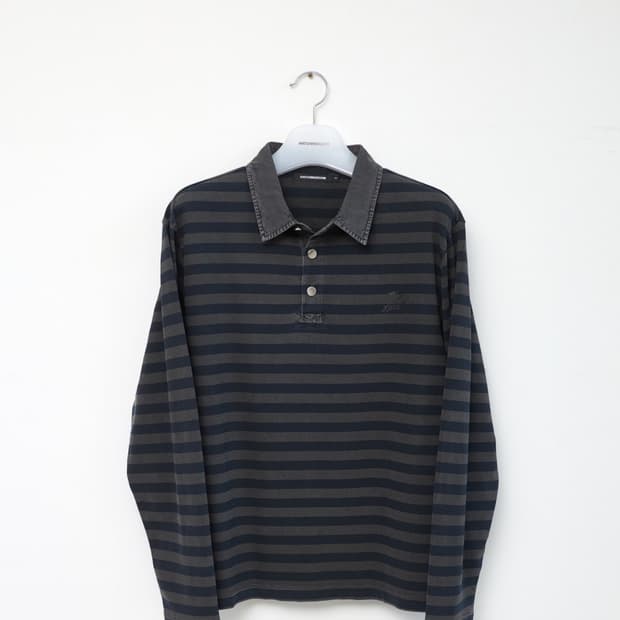 해칭룸 VTG Stripe Polo Tee Dyed Blue - 1