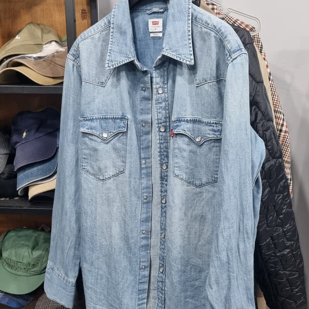 LEVI'S 웨스턴 청셔츠 표식M (국내 L, 가슴반품55)