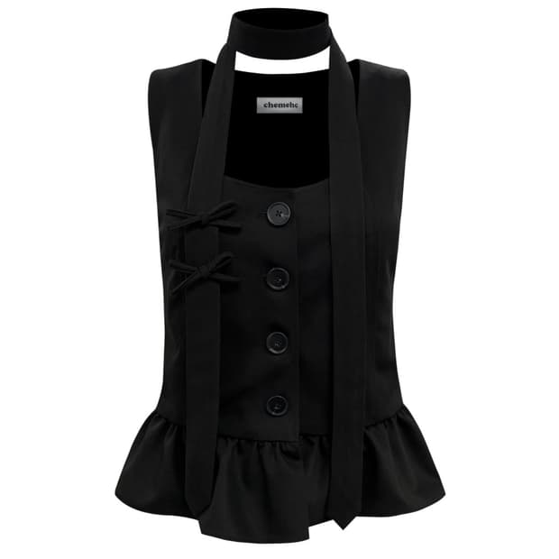 구해요) 체메씨 PEPLUM VEST RIBBON TIE SET 베스트
