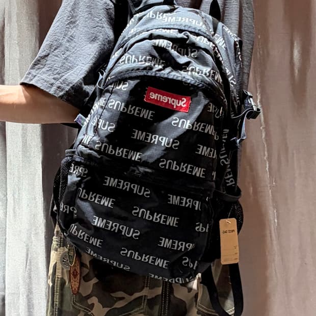 Free SUPREME 슈프림 박스로고 스펠링패턴 블랙 백팩
