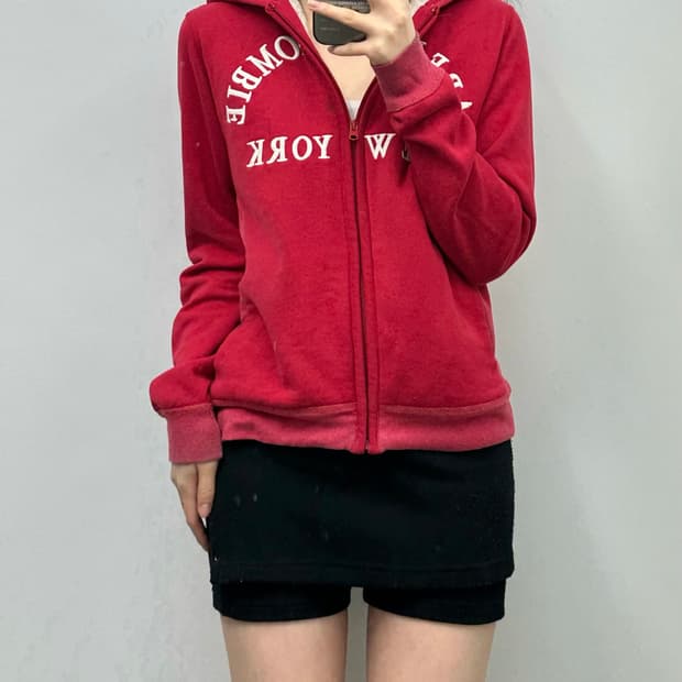 아베크롬비 y2k 와투케 양털 레드 후드집업 