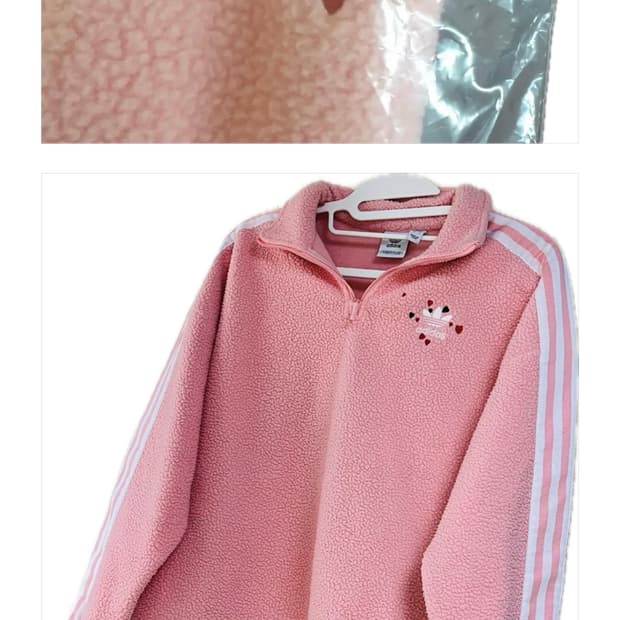 (희귀)아디다스 발렌타인 우먼스 후리스 하프 집업 핑크
