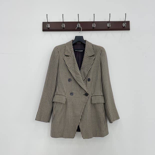 막스마라 체크 더블 블레이저 자켓 55-66