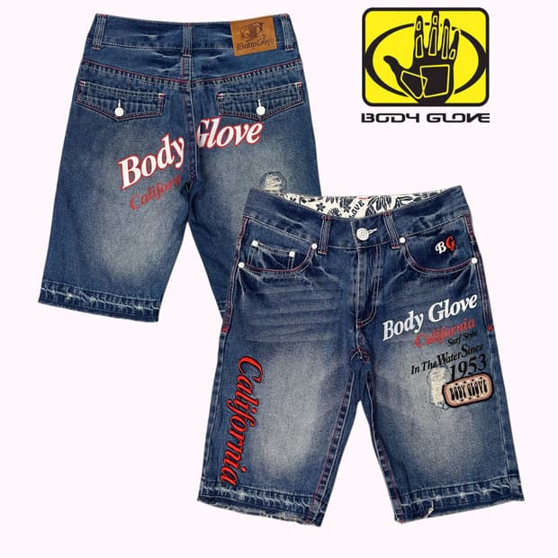 logo surfer denim shorts