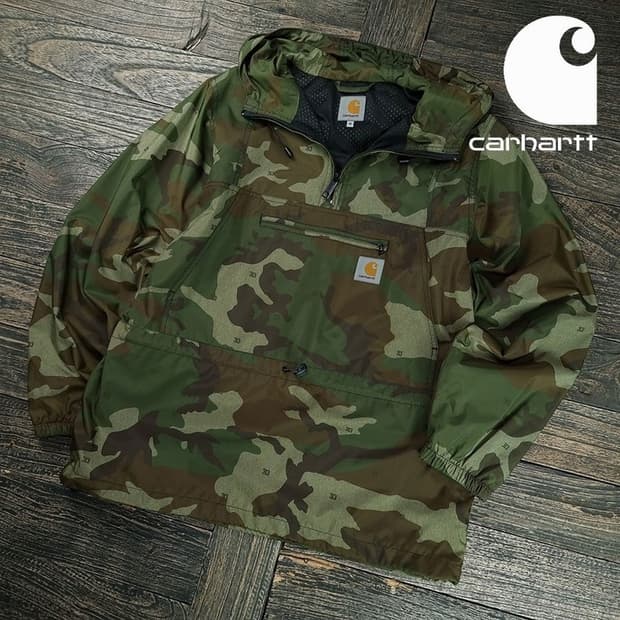 [칼하트] 카모 패턴 풀오버 후드 바람막이 아노락 자켓 M19699