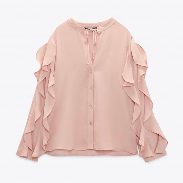 자라 인디핑크 러플 블라우스 XS