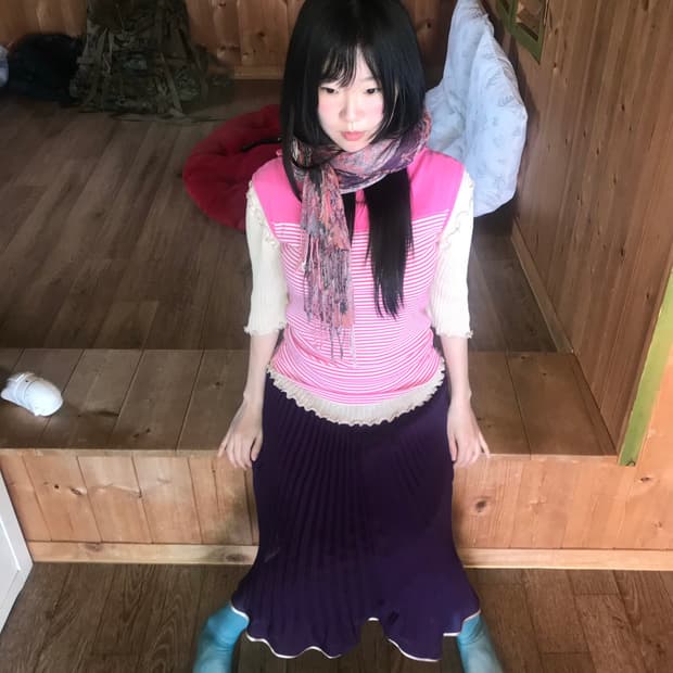 vintage purple pleats skirt