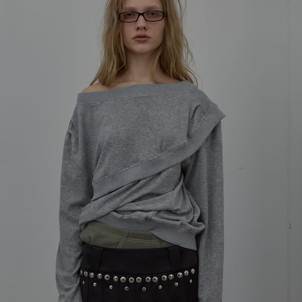 LAYERED DETAIL JERSEY TOP (MELANGE GREY)