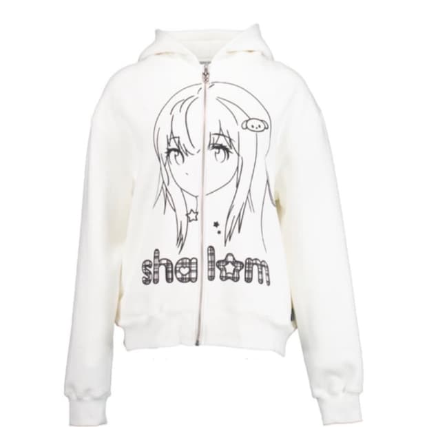 샬롬클럽 고티 후드 집업 화이트 